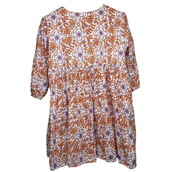 Grace Holiday Orange Purple Cotton Tassel Mini Dress Sz. XS - Picture 2 of 6